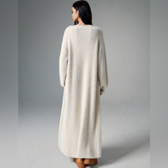 Beige Extra long Maxi Cardigan With Open Front - Picture 5 of 6